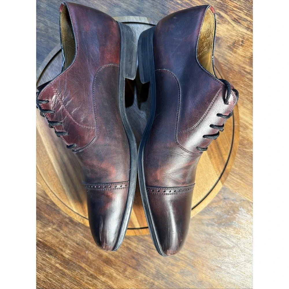 Magnanni 16949 Men’s Size 8 M Brown Leather Dress Shoes Cap Toe Brogue Oxfords